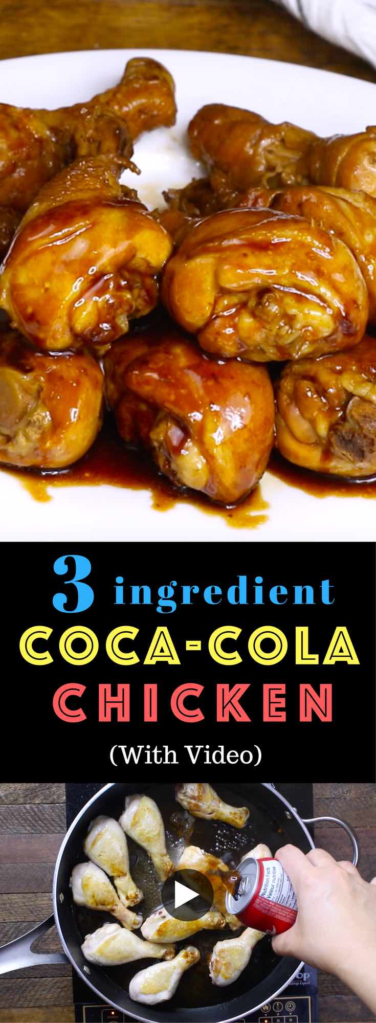 Super Easy Coca Cola Chicken – This easiest Coca Cola Chicken comes together in about 20 minutes. Unbelievably delicious and it’s really moist in texture! All you need is only 3 ingredients: Chicken wings or chicken drumsticks, Coca-Cola and soy sauce. Simply Yummy! Quick and easy dinner recipe. | tipbuzz.com