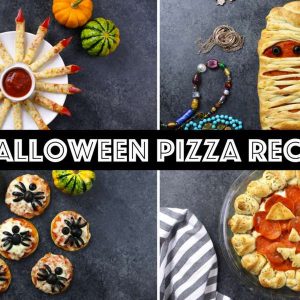Here are 4 Halloween Pizza ideas for some spooky fun for a party - easy to make and everyone will love them