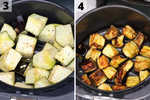 Air fryer eggplant recipe: step 3 and 4 photos.