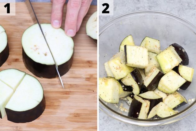 Air Fryer Eggplant recipe: step 1 and 2 photos.