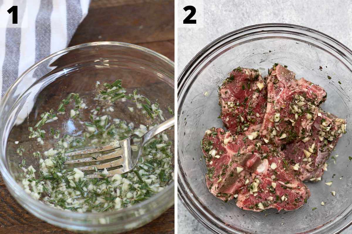 Air fryer lamb chops recipe: step 1 and 2 photos.