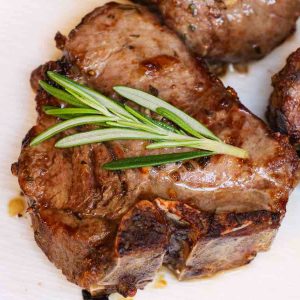 These Air Fryer Lamb Chops are juicy and flavorful with a crispy crust. This easy recipe is the fastest way to cook lamb chops, cutlets or a rack of lamb. They marinate briefly in garlic, rosemary and olive oil before cooking for just 10-12 minutes at 400°F!