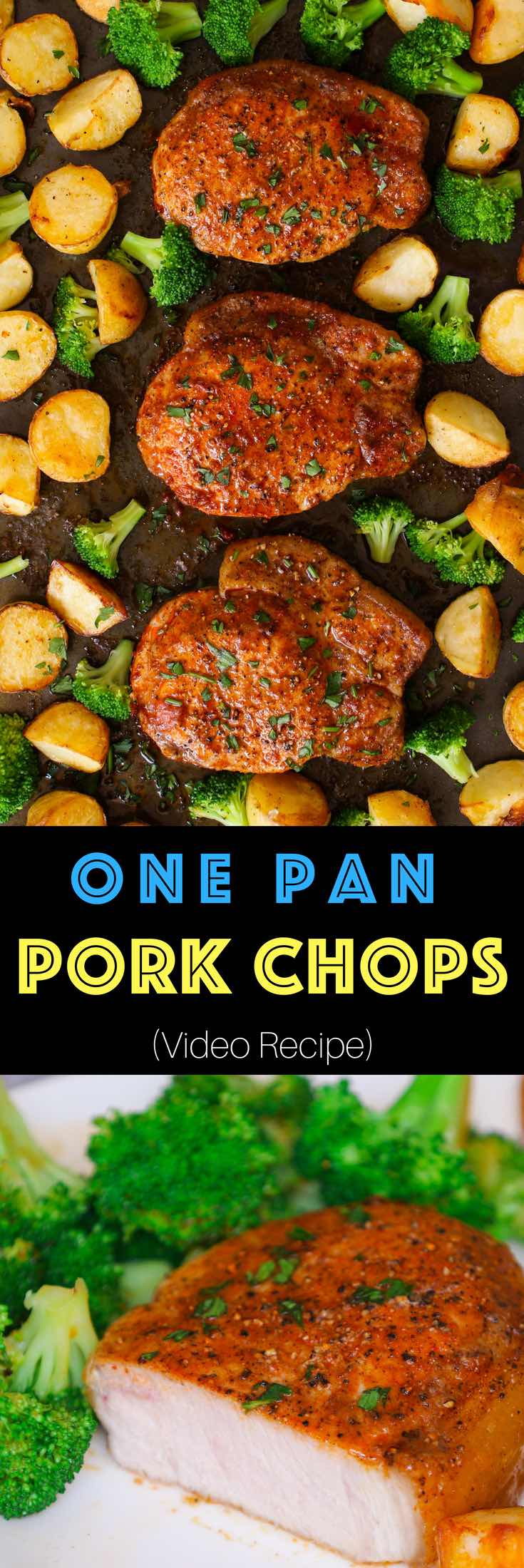 These Oven Baked Boneless Pork Chops are rubbed with a simple 4-ingredient seasoning and baked until juicy and golden! This flavorful one pan meal comes together in just 20 minutes. #BakedPorkChops