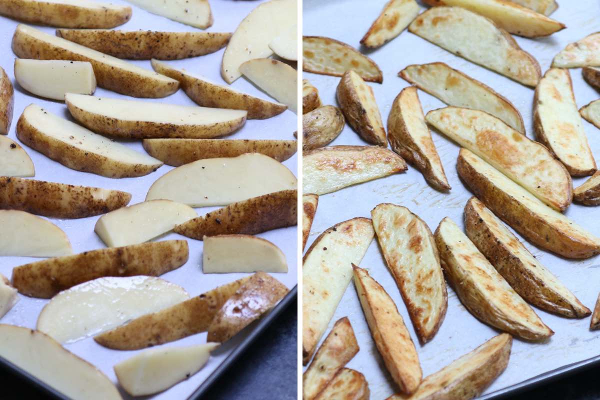 Baking potato wedges in the oven