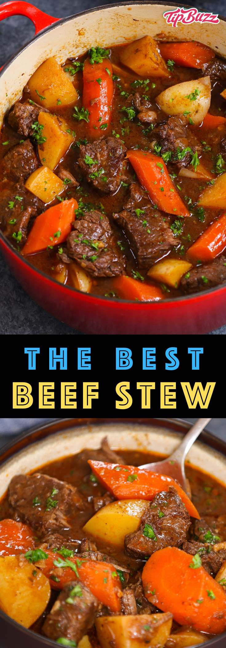 This simple Beef Stew has tender, melt-in-your-mouth beef with carrots, onions, and potatoes simmered in a rich sauce. It's a hearty and satisfying dinner that you can easily make ahead of time.