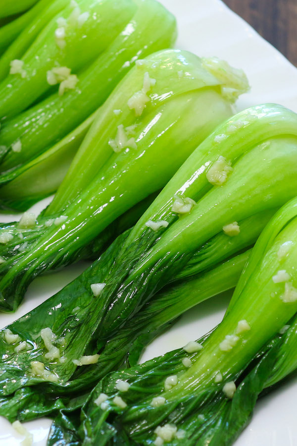 Stir-fried garlic bok choy is the perfect healthy and delicious side dish for just about any meal! It is an easy recipe ready in 10 minutes with only 4 ingredients. Fresh bok choy is cooked with amazing garlic flavor! 