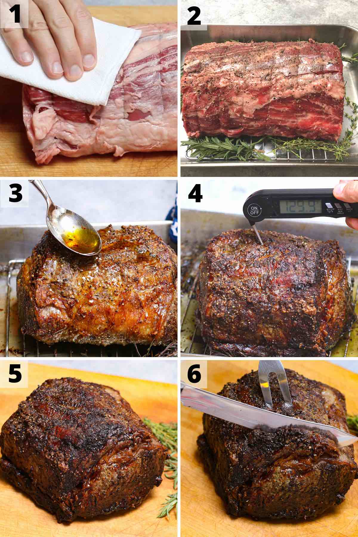 Steps for cooking a boneless rib roast in the oven