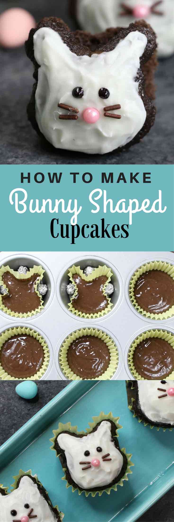 Bunny-themed Easter Cupcakes– made using a muffin tin and foil or marbles, easiest trick ever! A cute and simple recipe that turns brownie into bunny shaped cupcakes, with only a few ingredients: brownie mix, icing and decorating sprinkles. Great for Easter parties, brunch, dessert or an afternoon snack! Party food, party dessert recipes. Video recipe. | Tipbuzz.com