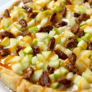 This easy Caramel Apple Fruit Pizza recipe is delicious