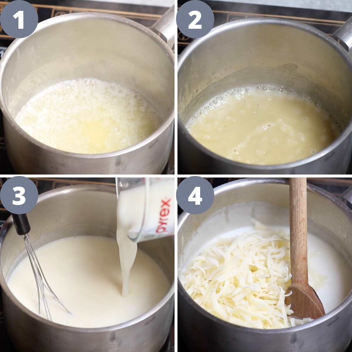 Steps for making cheese sauce on the stovetop