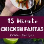 Easy Chicken Fajitas - juicy chicken, seared bell peppers and onions with flavorful fajita seasonings, all wrapped in a flour tortilla. It's like restaurant-style fajitas but even better!