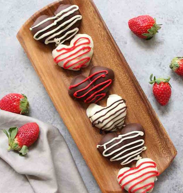 These Chocolate Covered Strawberry Hearts are a fun recipe for Valentine's Day or any romantic occasion