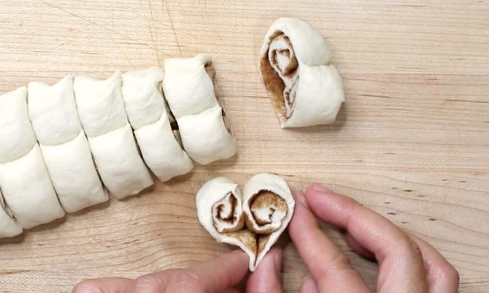 Making Cinnamon Roll Hearts is easy