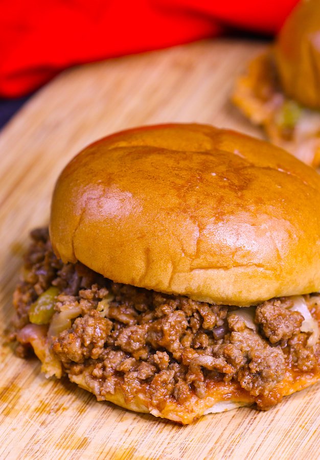 A homemade sloppy joe on a brioche bun