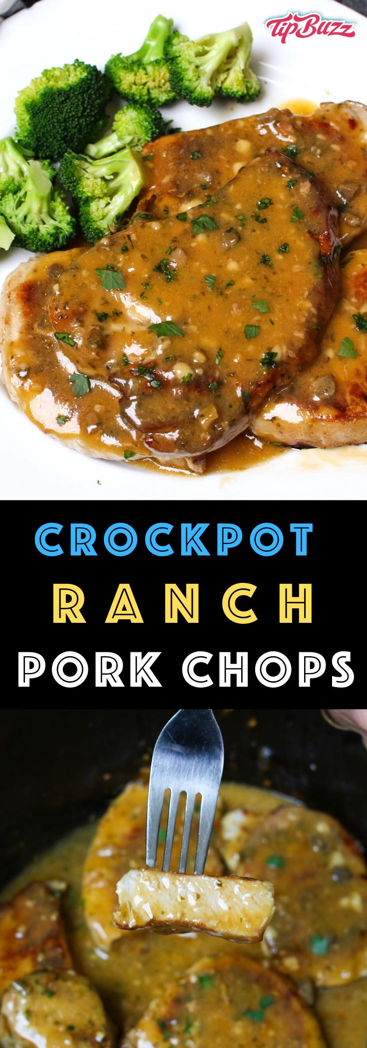 Crockpot Ranch Pork Chops are creamy and delicious. Plus, they're easy to make in the slow cooker with just 3 ingredients: pork chops, cream of mushroom soup and ranch mix. Only 5 minutes of prep and 3 ingredients for a mouthwatering dinner that's family friendly and affordable.