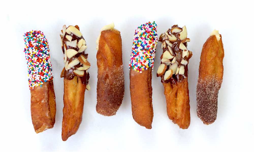 This Doughnut Fries recipe dips donuts into 3 different toppings