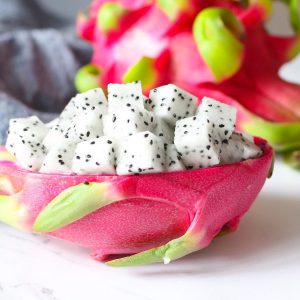 Learn how to cut dragon fruit quickly and easily with this step-by-step guide. The sweet flesh is delicious and packed full of nutrients. You can eat dragon fruit on its own as a simple and refreshing snack or add it to fruit salads, smoothies, desserts and more!
