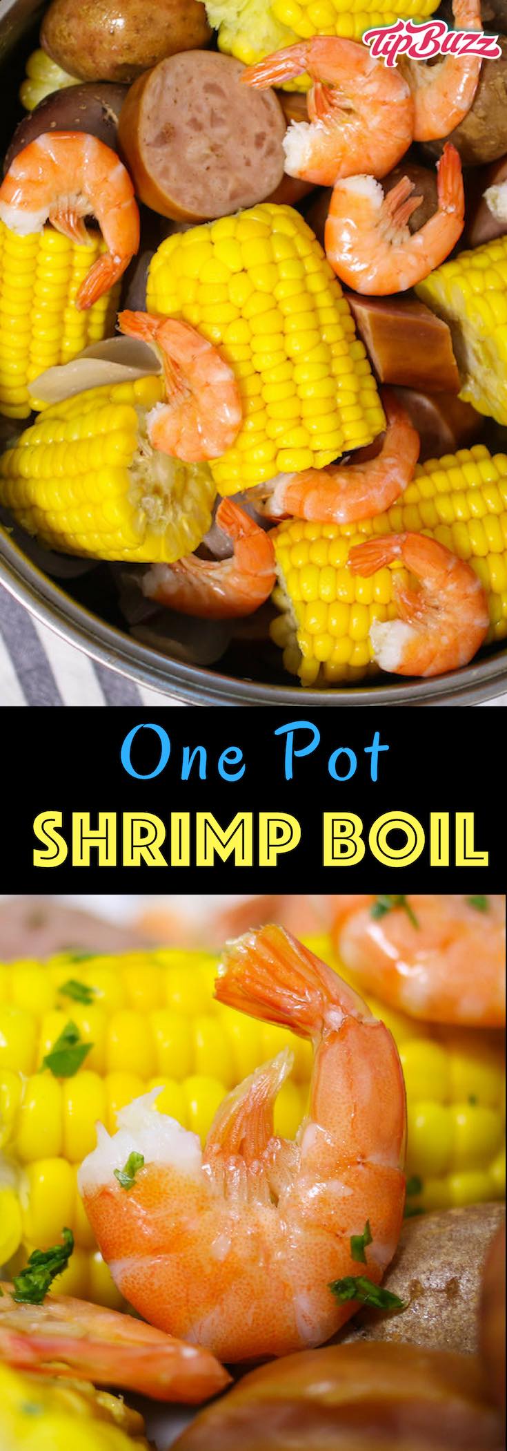 Shrimp Boil is an easy and flavorful southern feast to feed a crowd! Shrimp is boiled with potatoes, corn, smoked sausage, onion and seasonings