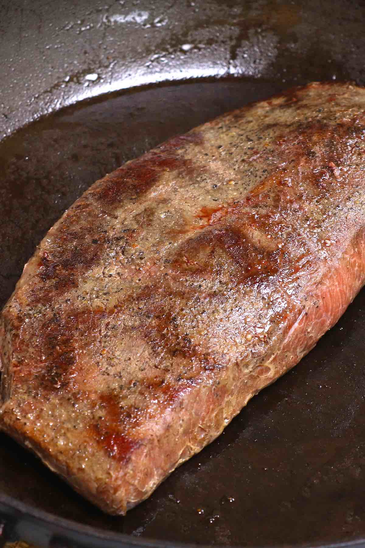 Pan searing a flat iron steak