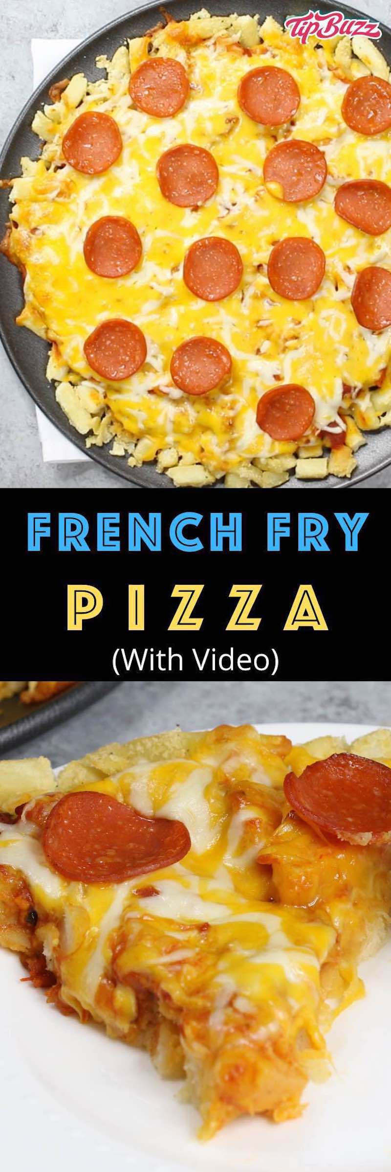 This French Fry Pizza is an epic recipe using frozen french fries to make a soft pizza crust. You only need 5 simple ingredients to make this for lunch, dinner or party. It’s two favorites in one!