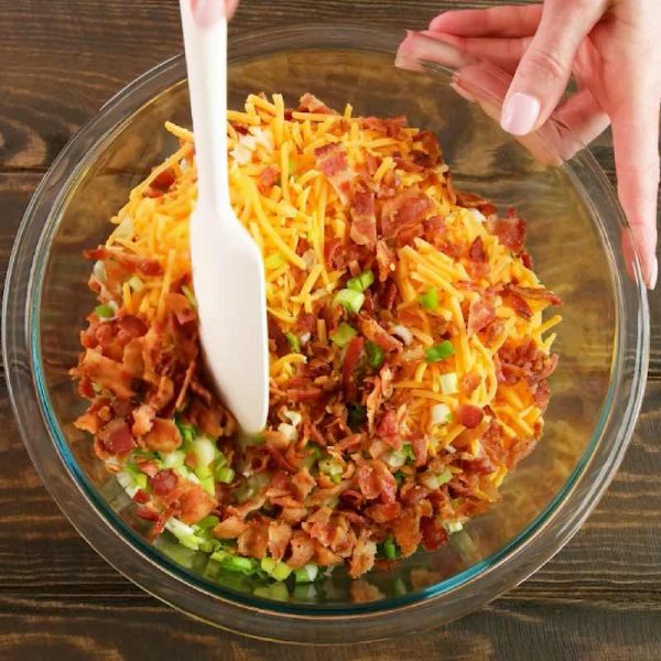 Mashed Potato Balls - here is how to mix the ingredients together in a bowl