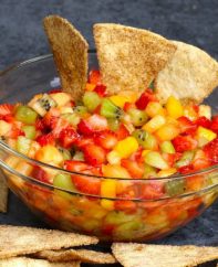 Fruit salsa in a serving bowl