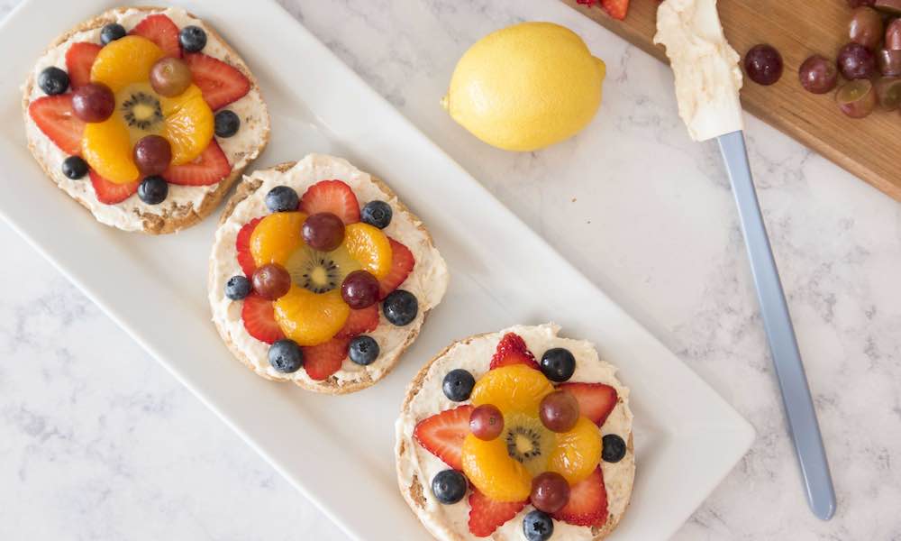 This Fruity Bagel Pizza recipe is a beautiful way to improve on a plain bagel