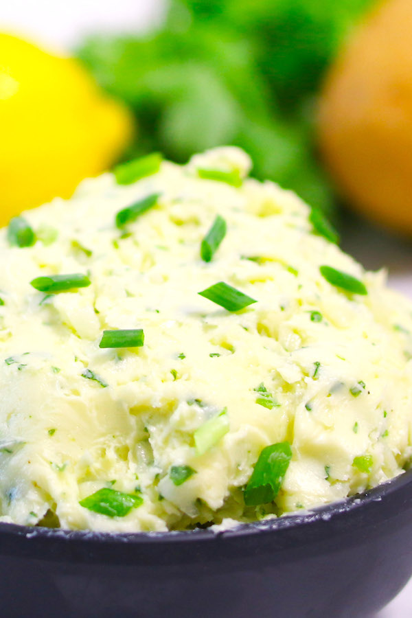 Homemade garlic butter made with fresh garlic, unsalted butter, fresh parsley and lemon juice - the perfect spread
