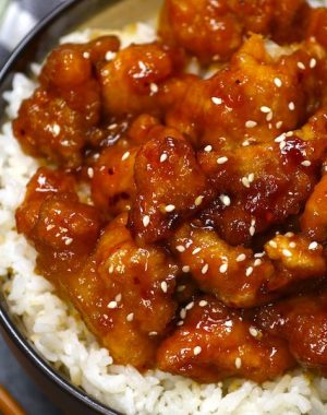 This Crock Pot General Tso Chicken is a delicious slow cooker version of the classic Chinese dish General Tso Chicken, crispy chicken in a tangy sauce.