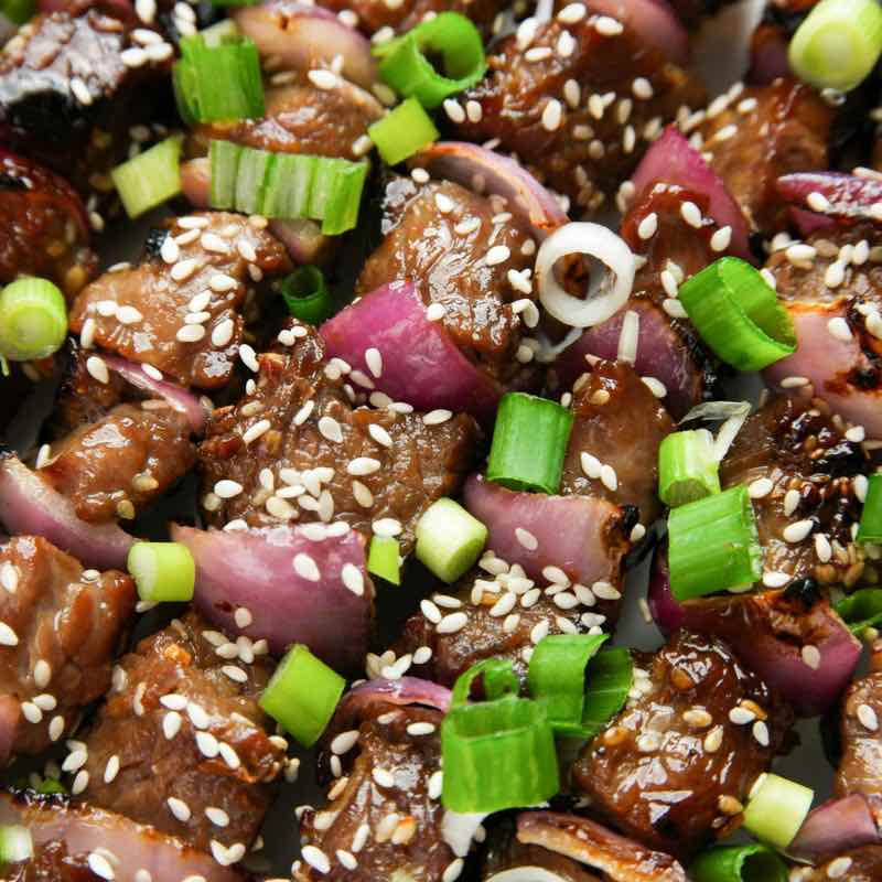 Grilled Asian Garlic Steak Skewers