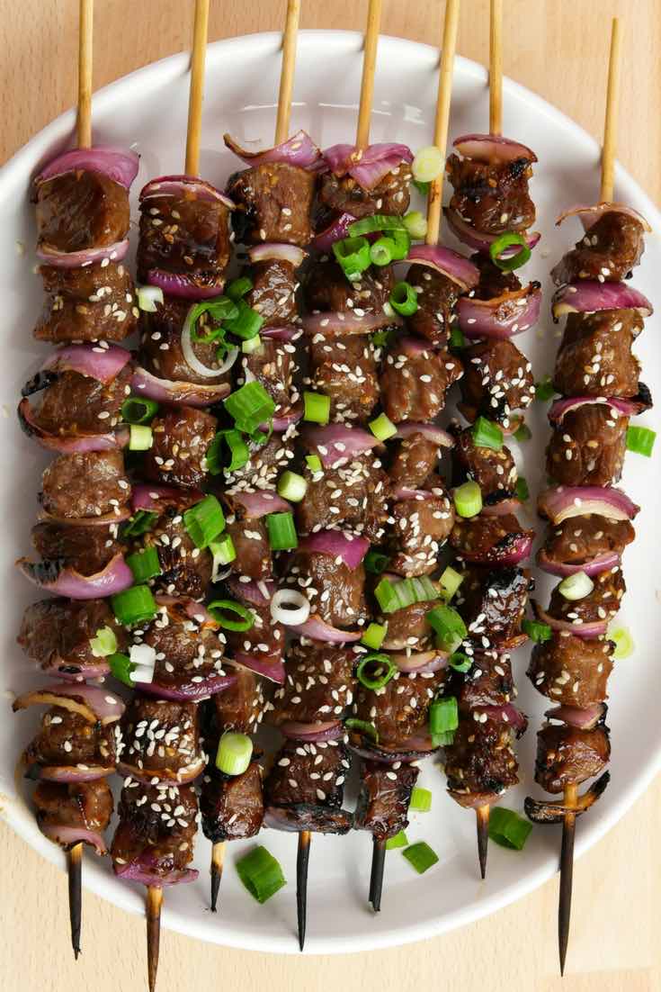 Grilled Asian Garlic Steak Skewers