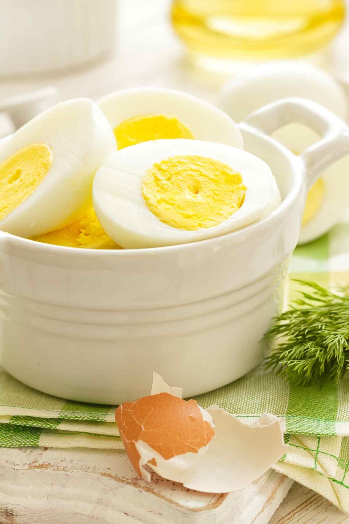 Hard boiled eggs with a firm yolk