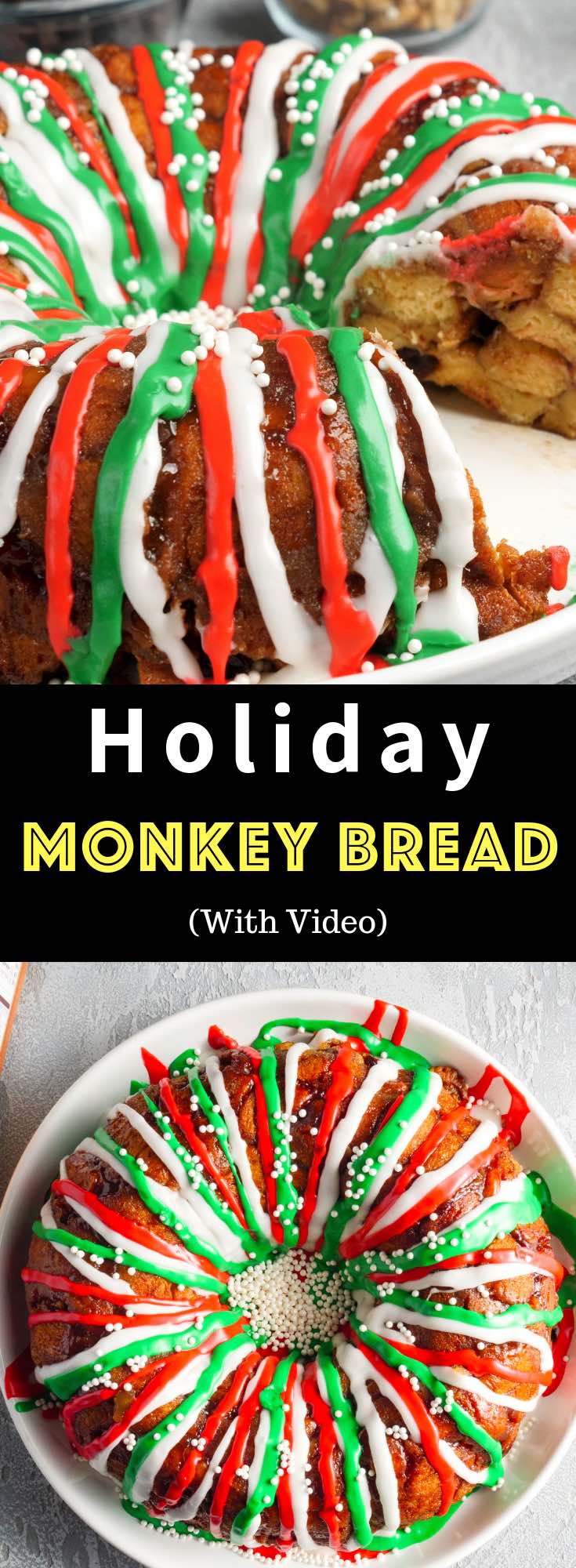 This Holiday Monkey Bread is perfectly festive with a colorful wreath theme for the holidays, and it's easy to make using Pillsbury Cinnamon Rolls from @SamsClub. Share with family and friends at breakfast, brunch or a party! Video recipe. #BeAMerryMaker #ad