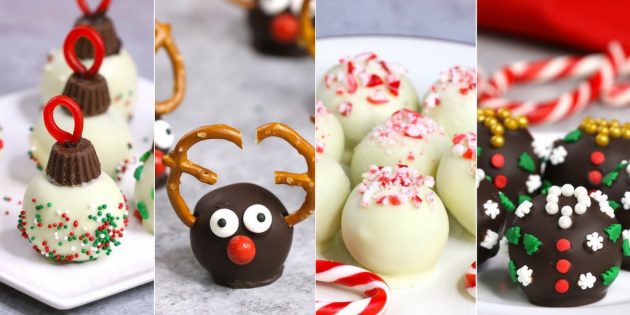 Holiday Oreo Truffles - fun variations on classic oreo truffles to make for the holidays including Ornament Oreo Truffles, Reindeer Oreo Truffles, Peppermint Oreo Truffles and Ugly Sweater Oreo Truffles