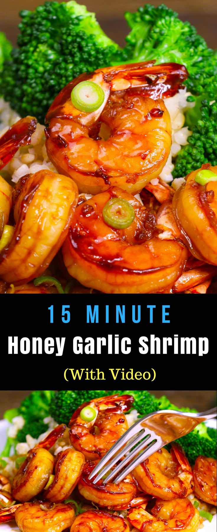 The easiest, most unbelievably delicious Honey Garlic Shrimp. And it’ll be on your dinner table in just 15 minutes. Succulent shrimp marinated in honey, garlic, soy sauce and ginger mix, seared in frying pan. Ready in 15 minutes! Quick and easy dinner recipe. #EasyShrimp #ShrimpRecipe