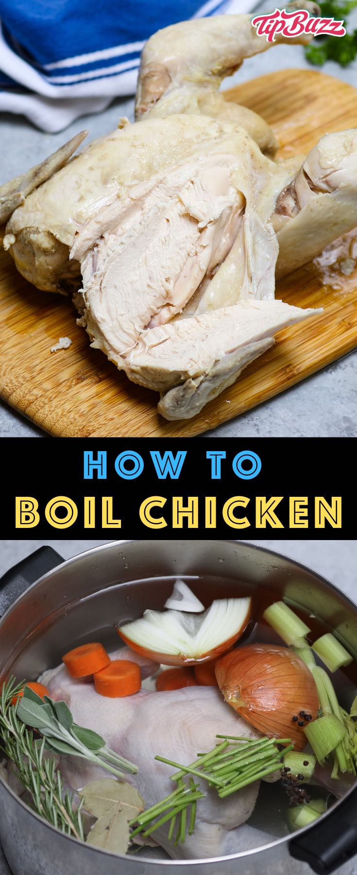 Learn how to boil chicken with tips for cooking chicken breasts, whole chicken, thighs, wings or legs including boiling times for both fresh and frozen. It's delicious and easy to make! #boiledchicken @boilingchicken #boilchicken