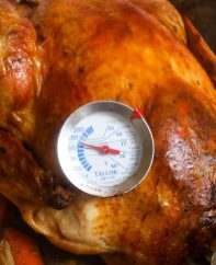 Learn how long to cook a turkey and get a perfectly cooked bird for your Thanksgiving or Christmas dinner! The rule of thumb is 15 minutes per pound, but turkey cooking time also depends on oven temperature, whether it’s stuffed or unstuffed, and thawed vs. frozen.