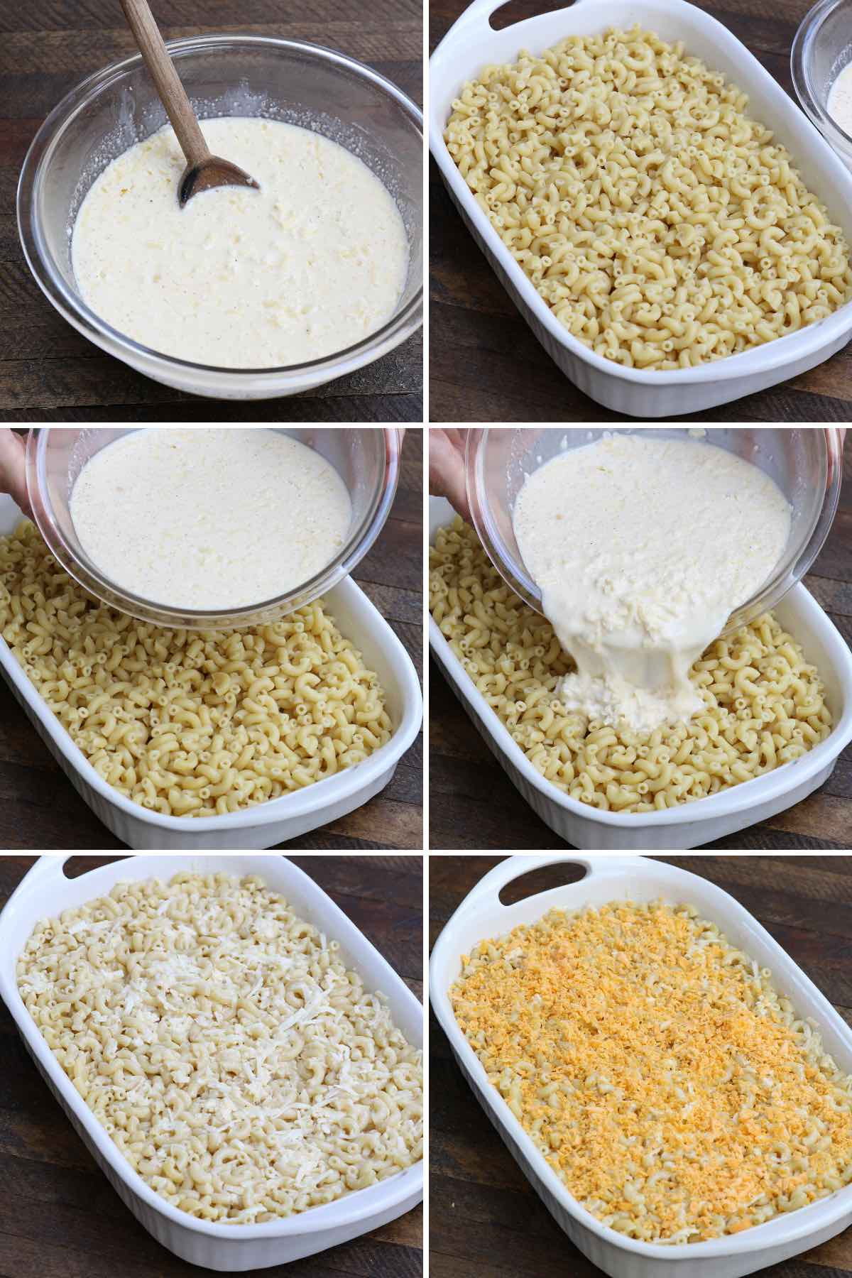 Steps for making baked macaroni and cheese