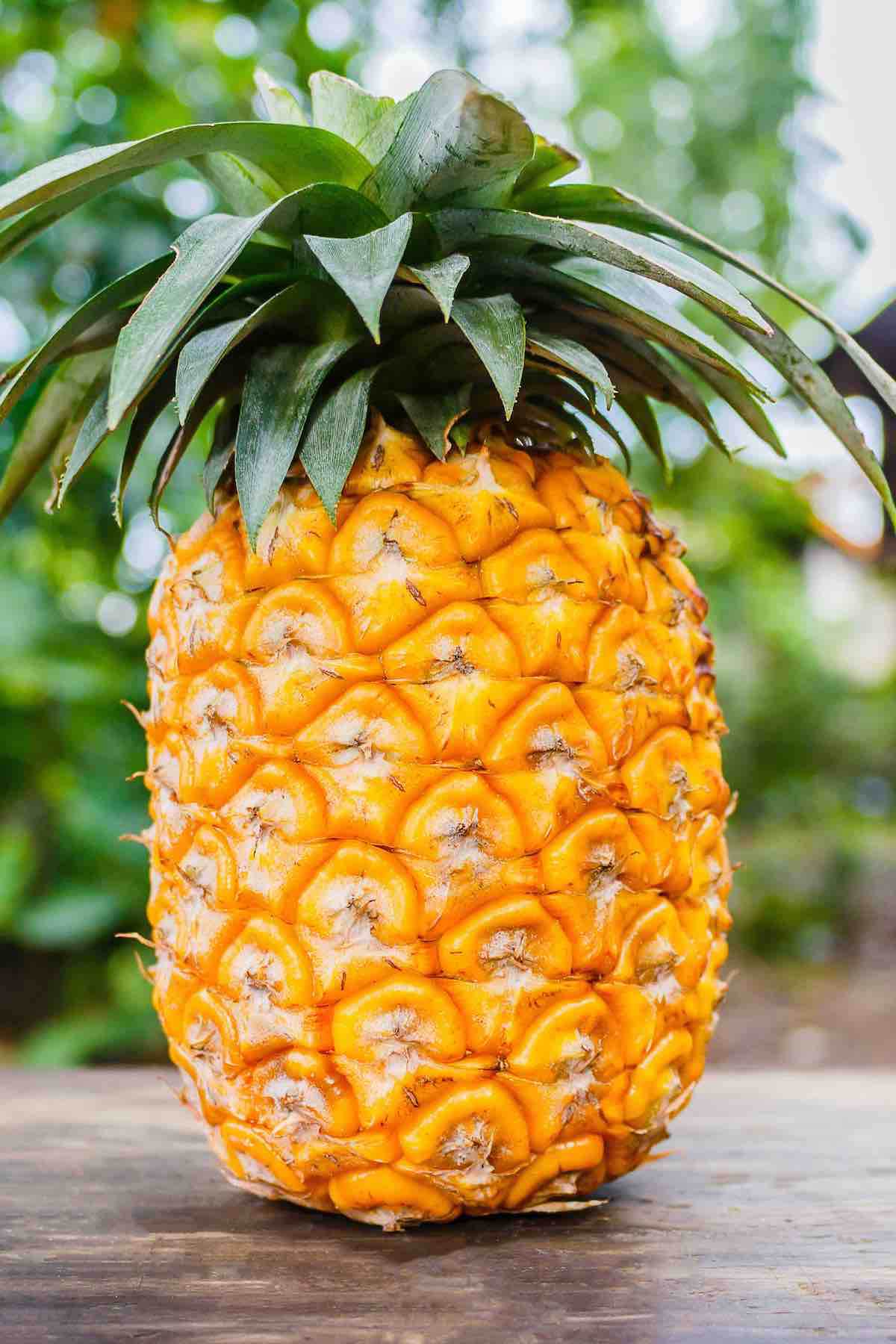  Una piña perfectamente madura con piel de color dorado