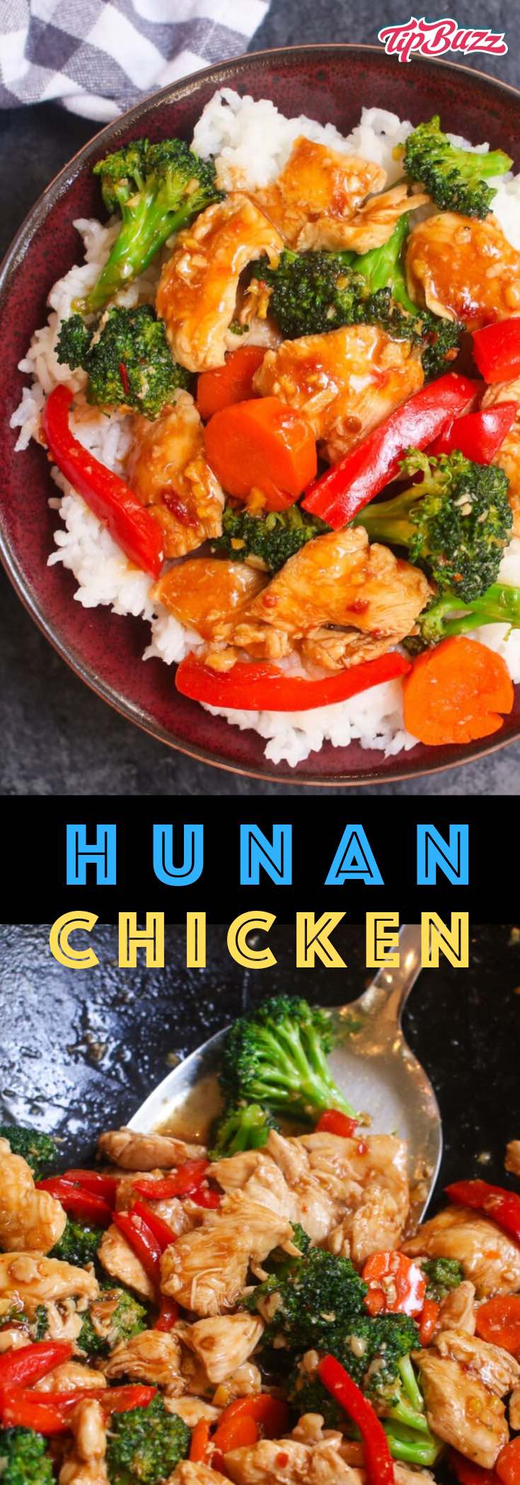 Hunan Chicken is a spicy stir-fry dish with sliced chicken breast and mixed vegetables in a delicious Hunan sauce. The spicy chili bean paste lends a wonderful salty and spicy flavor to this quick and easy recipe that rivals authentic Chinese takeout.