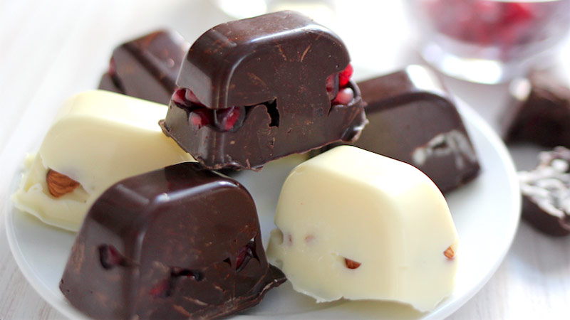 Ice cube tray chocolate truffles made with white chocolate and dark chocolate
