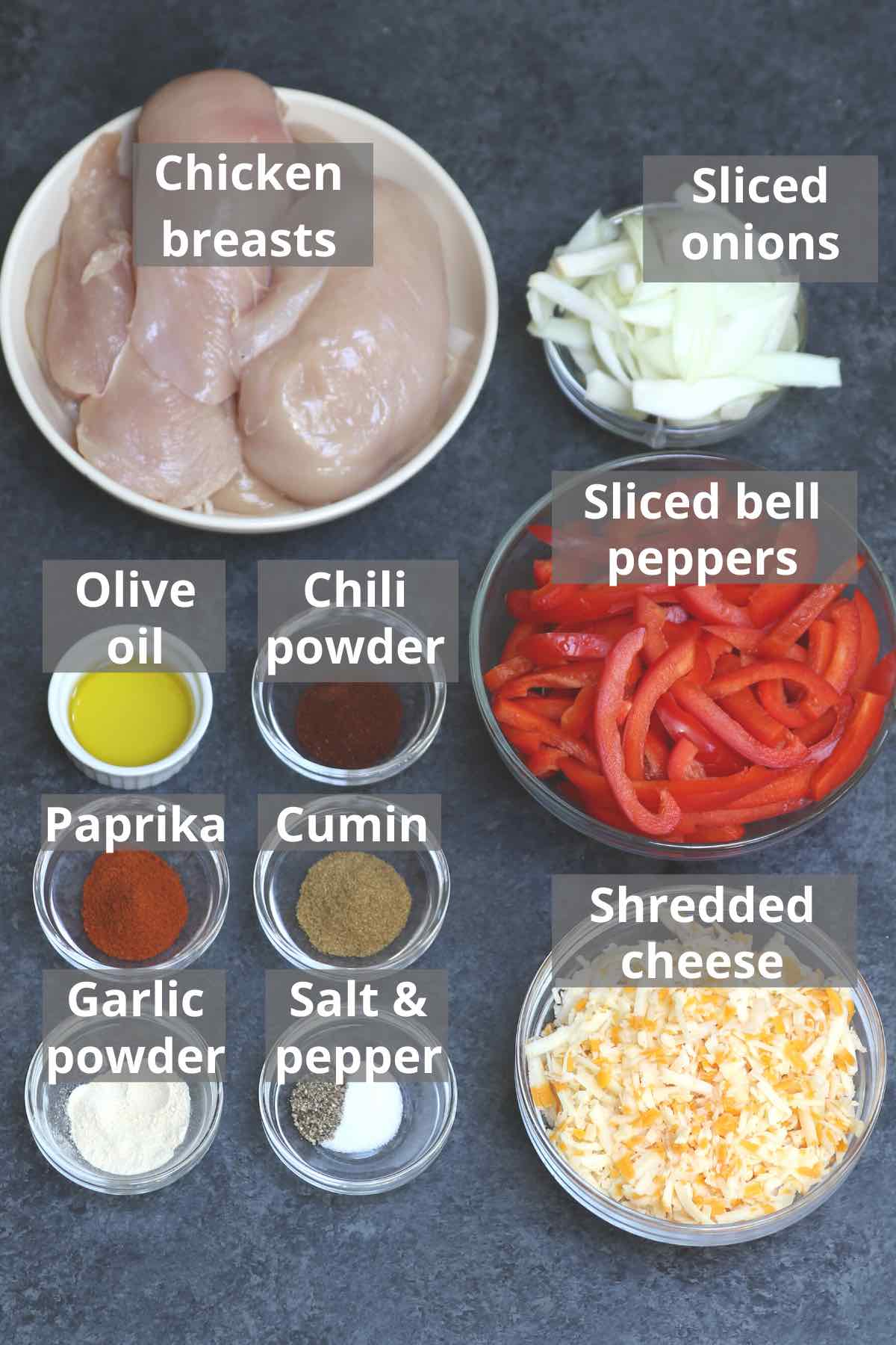 Ingredients for fajita casserole