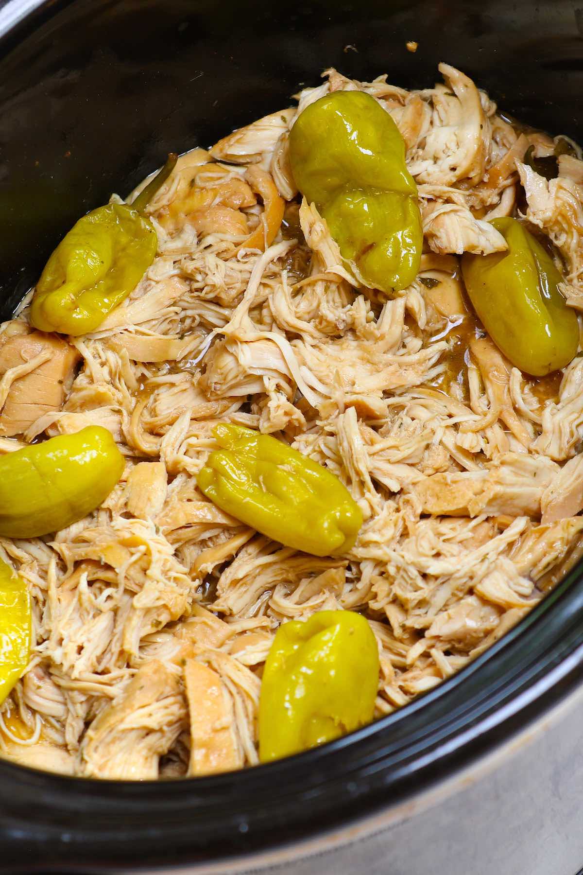 Shredded Mississippi Chicken in the crock pot