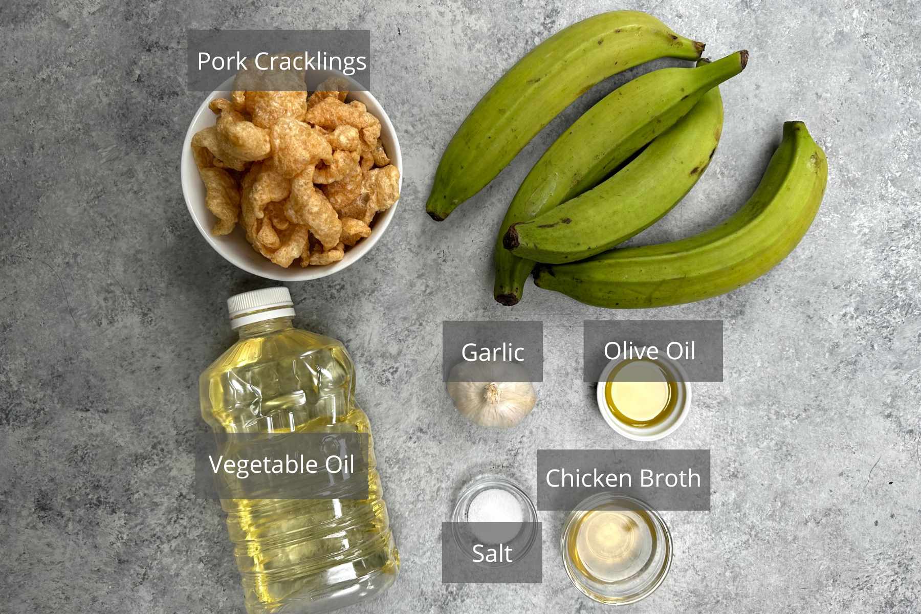 Mofongo ingredients on the counter