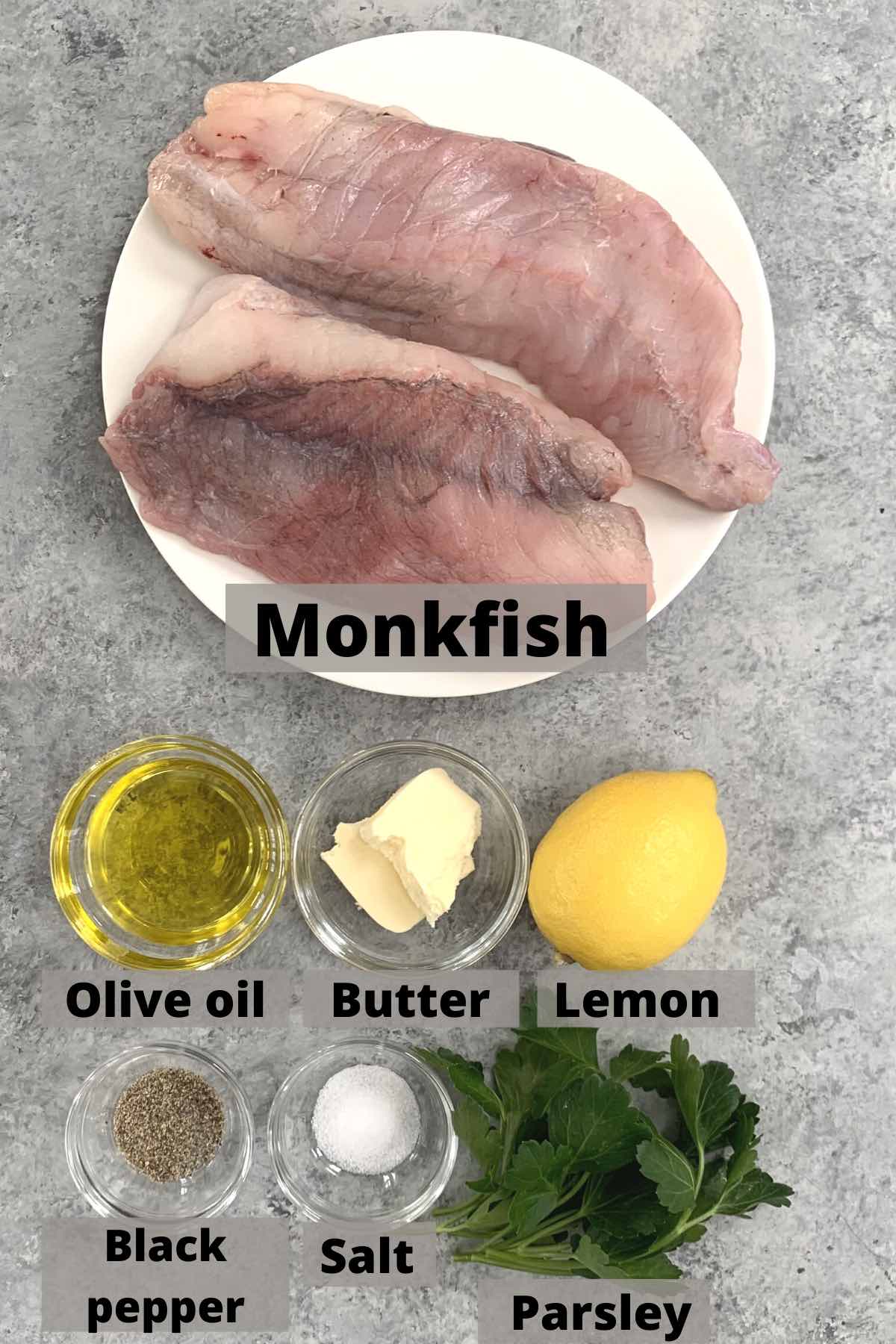 Ingredients for cooking monkfish
