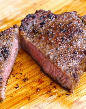 Pan seared steak with homemade Montreal seasoning