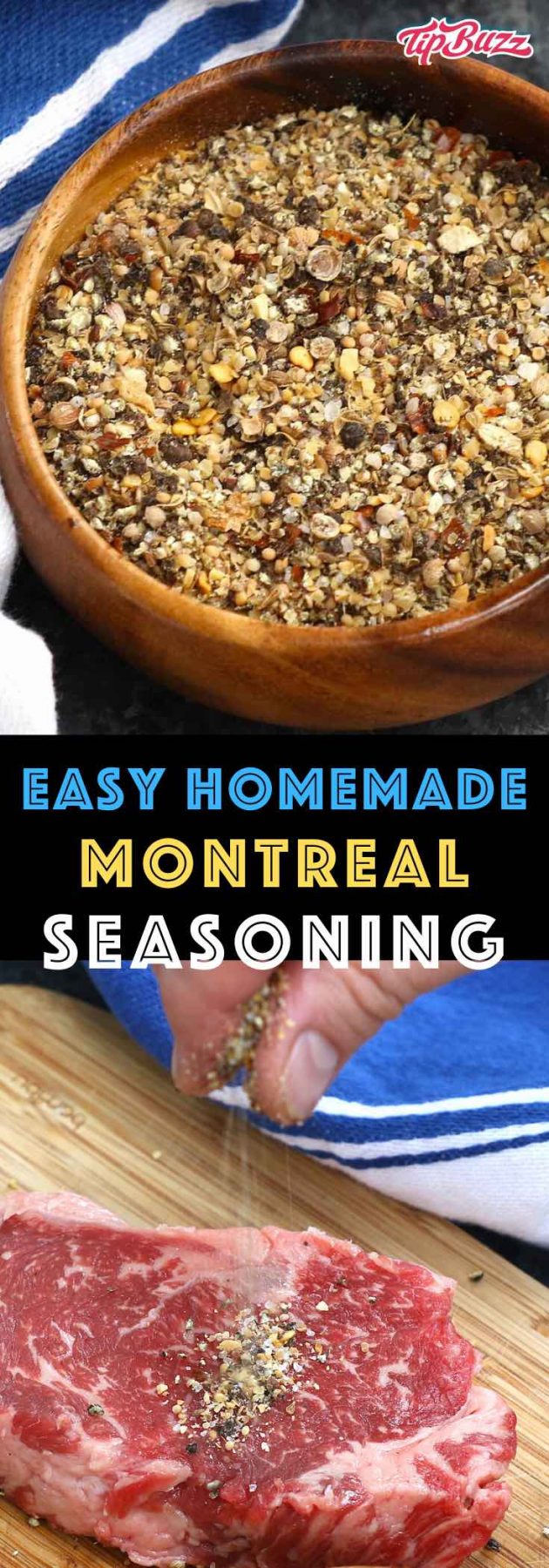 Montreal Steak Seasoning is a delicious rub that enhances the natural flavors of steak and other meats. You can use this homemade recipe for grilling, broiling or pan frying. So much better than storebought! #MontrealSeasoning #SteakSeasoning