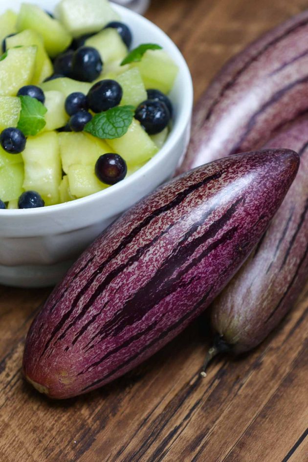 Pepino melons as part of a fruit salad