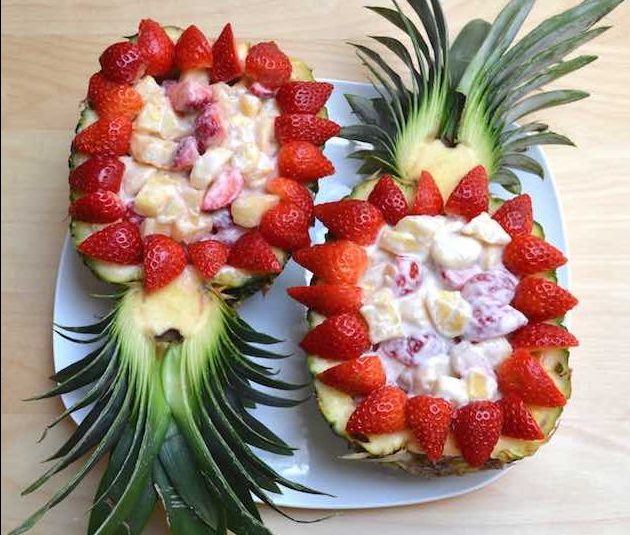 Strawberry Cheesecake Salad in Pineapple Boats is a fun dessert that's easy to make