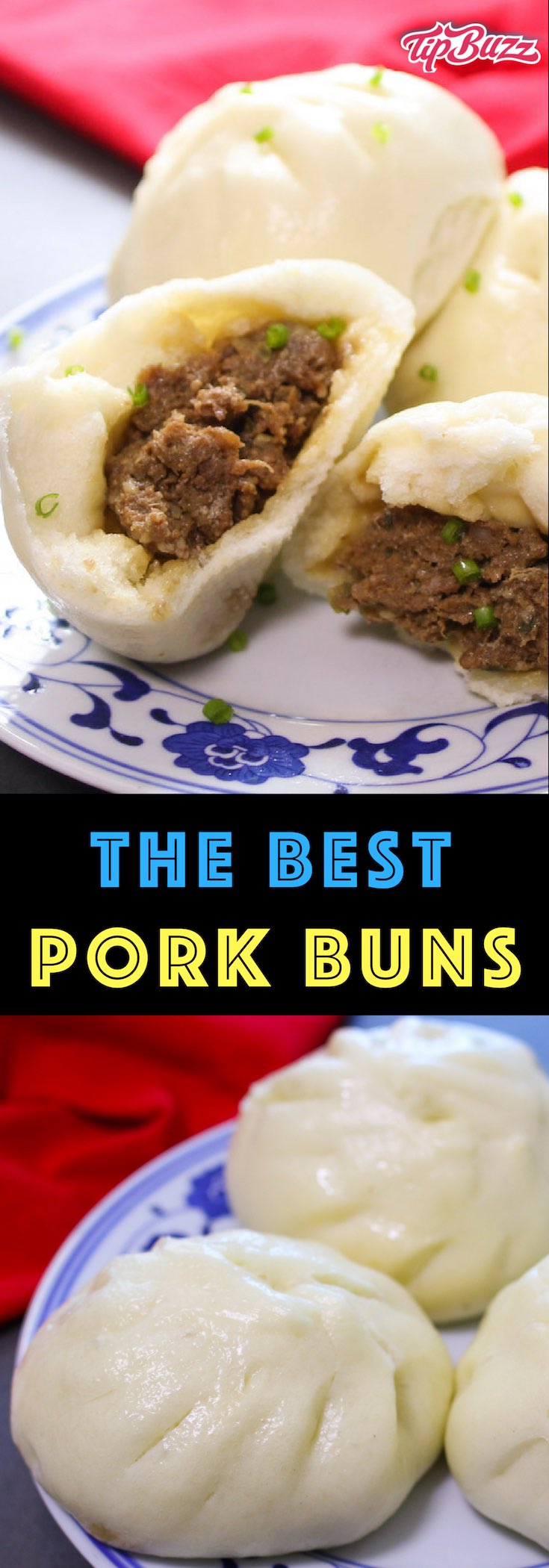 Pork Buns are a Chinese dim sum tradition consisting of soft steamed buns with a juicy and flavorful pork filling inside. They're a great grab-and-go snack, and fit nicely into any Asian-themed meal or potluck.